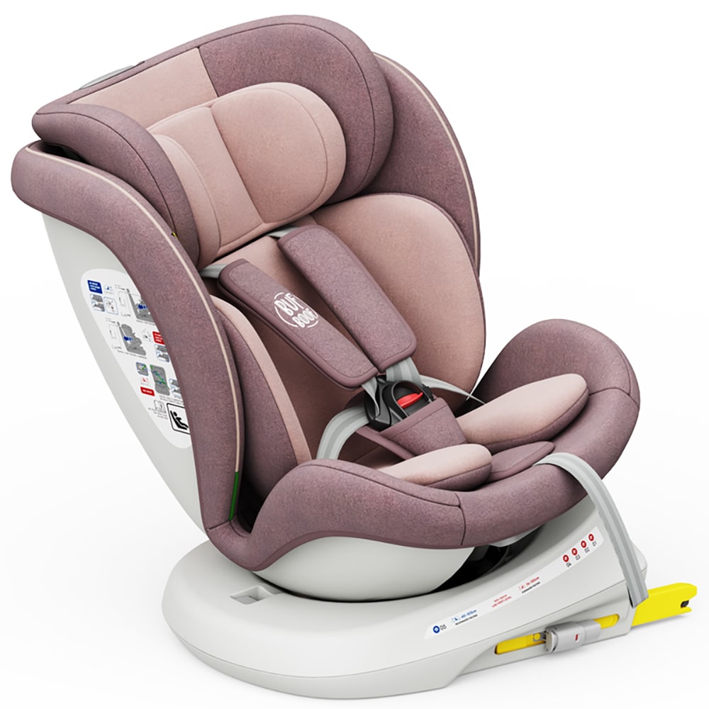 Scaun auto BUF BOOF TWT Plus Deluxe rotativ 360 grade ISIZETWTLP, Isofix, 0-36 kg, i-Size, roz deschis-alb