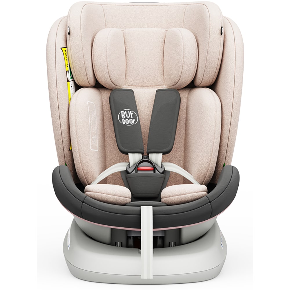 Scaun auto BUF BOOF TWT Plus rotativ 360 grade ISIZETWTLPINK, Isofix, 0-36 kg, R129, roz deschis-gri