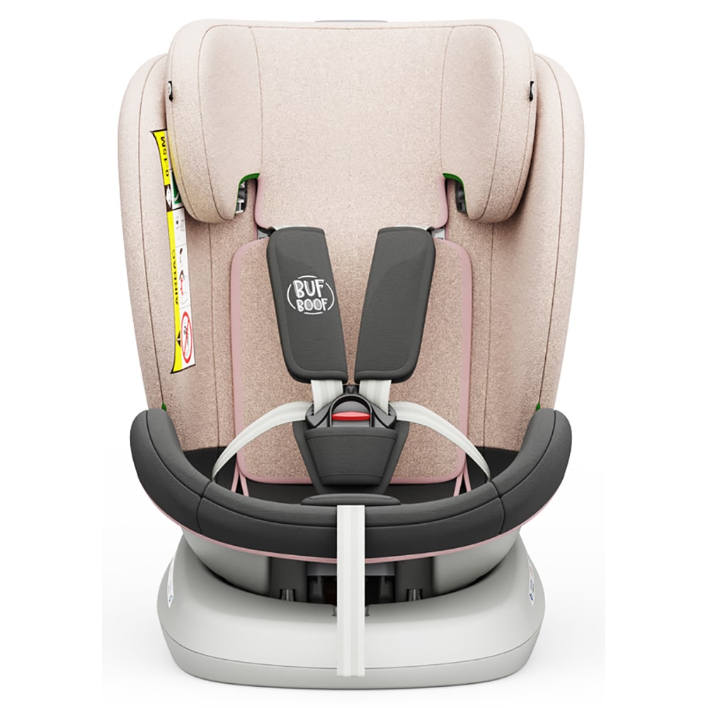 Scaun auto BUF BOOF TWT Plus rotativ 360 grade ISIZETWTLPINK, Isofix, 0-36 kg, R129, roz deschis-gri
