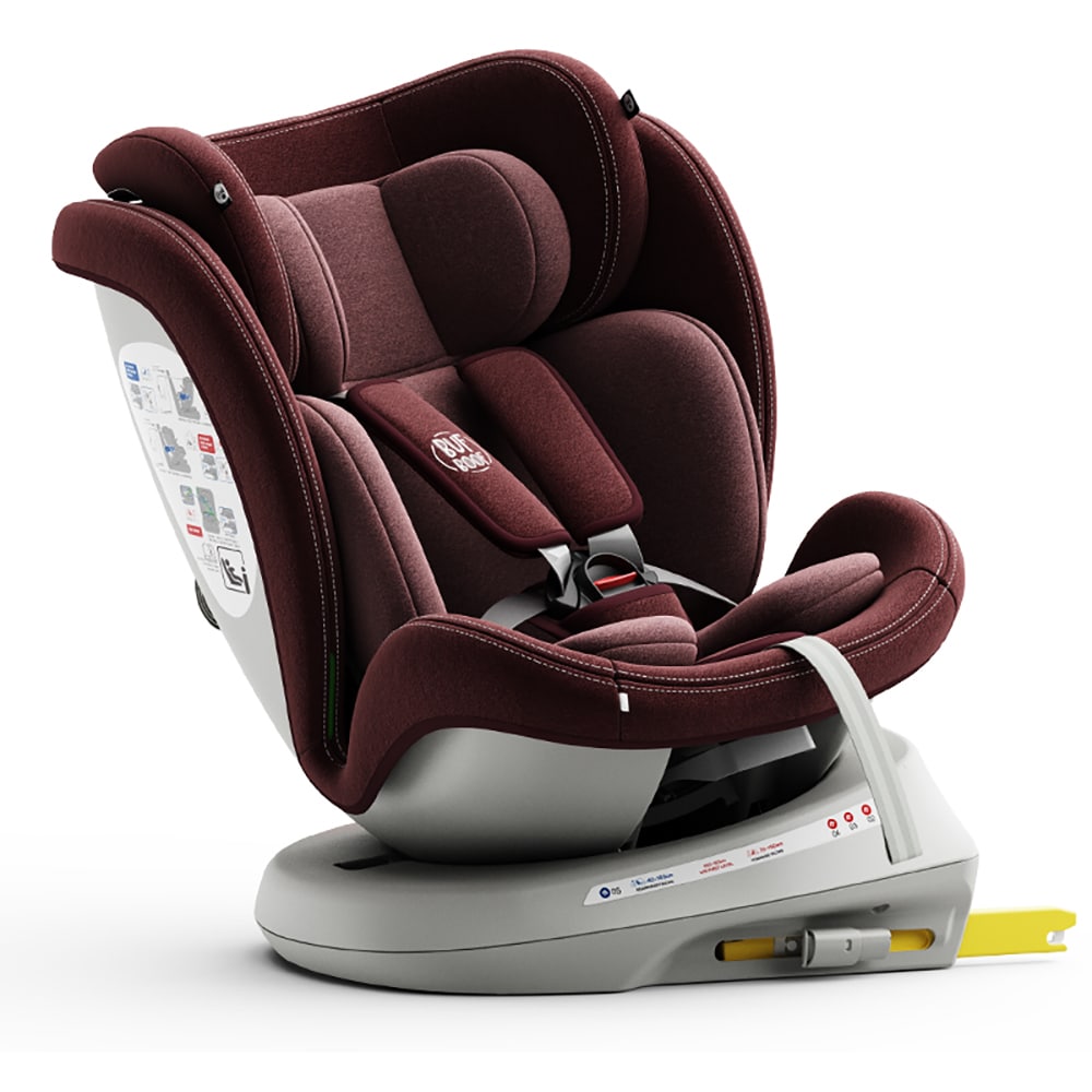 Scaun auto BUF BOOF TWT Plus rotativ 360 grade ISIZETWTRED, Isofix, 0-36 kg, R129, rosu-alb