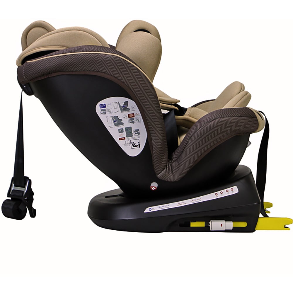 Scaun auto BUF BOOF Plus i-Size rotativ 360 grade ISIZEURSCOF, Isofix, 0-36 kg, maro-negru