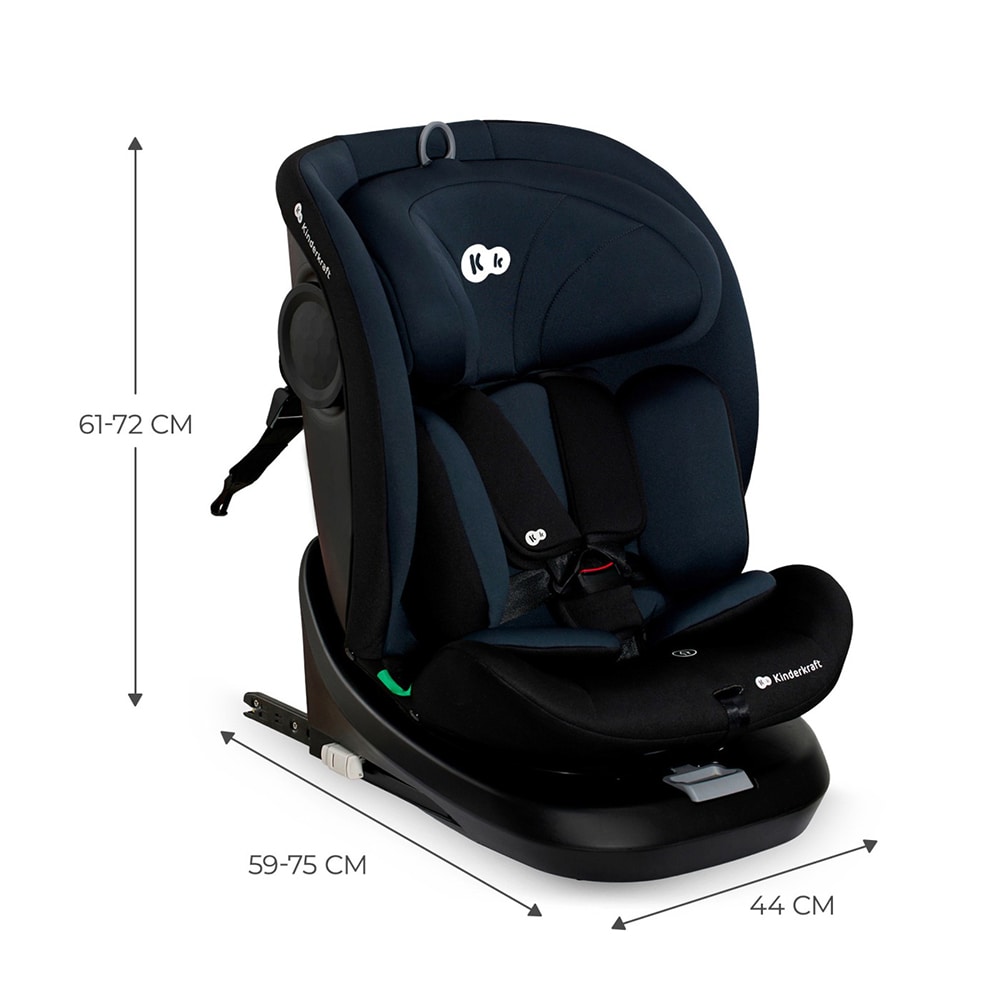Scaun auto KINDERKRAFT I-Grow KCIGRO00BLK, 5 puncte, 0-36kg, R129, bleumarin-negru