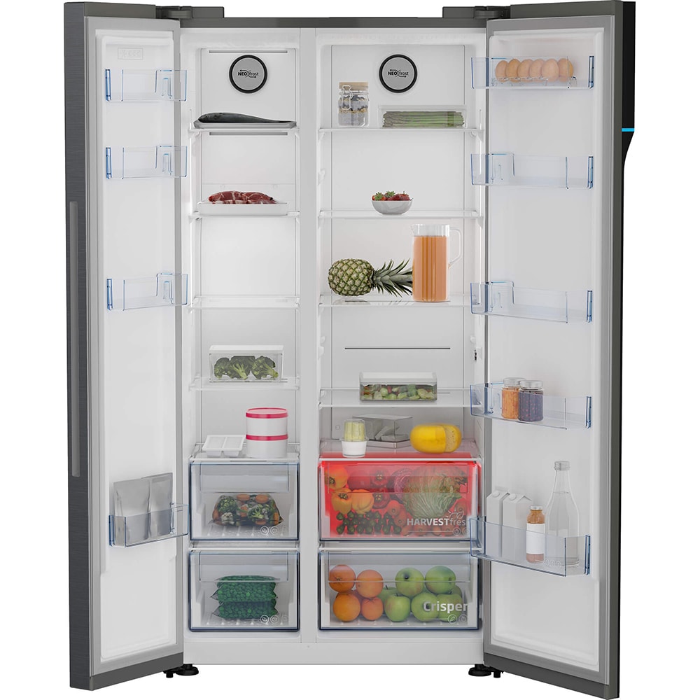 Side by Side BEKO GN163122ZXBRN, NeoFrost, 580 l, H 179 cm, Clasa F, negru