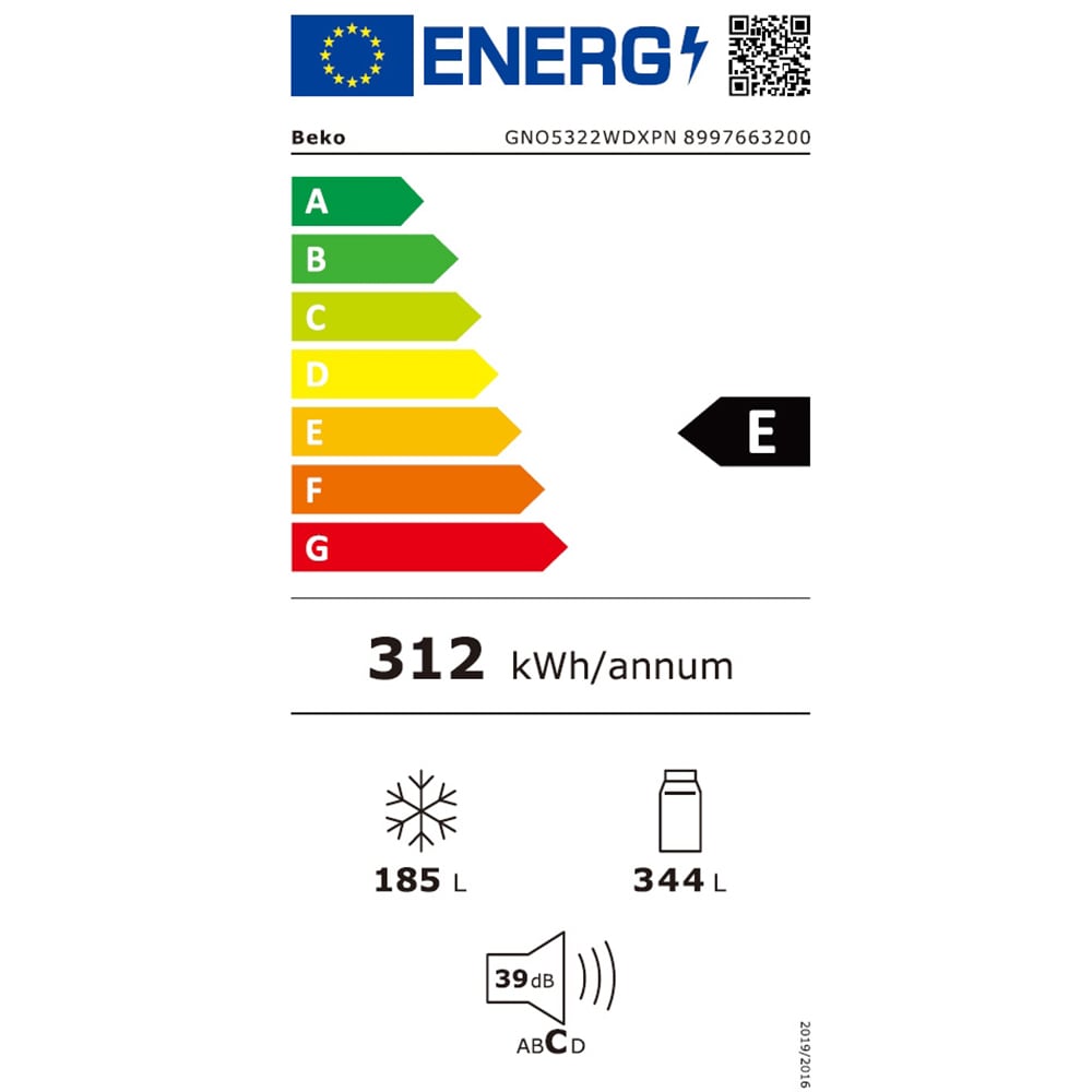 Side by Side BEKO GNO5322WDXPN, No Frost, 529 l, H 177 cm, Clasa E, Dozator apa, inox