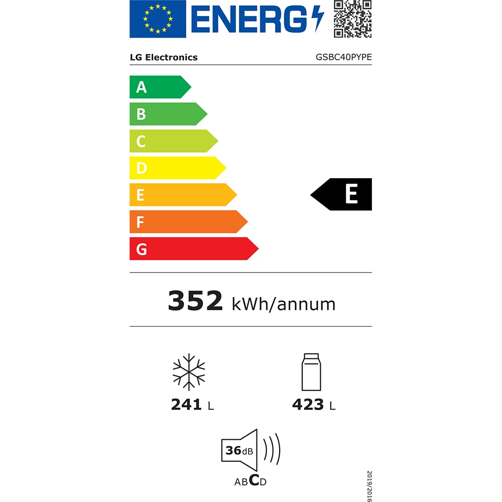Side by Side LG GSBC40PYPE, No Frost, 664 l, H 179 cm, Clasa E, argintiu