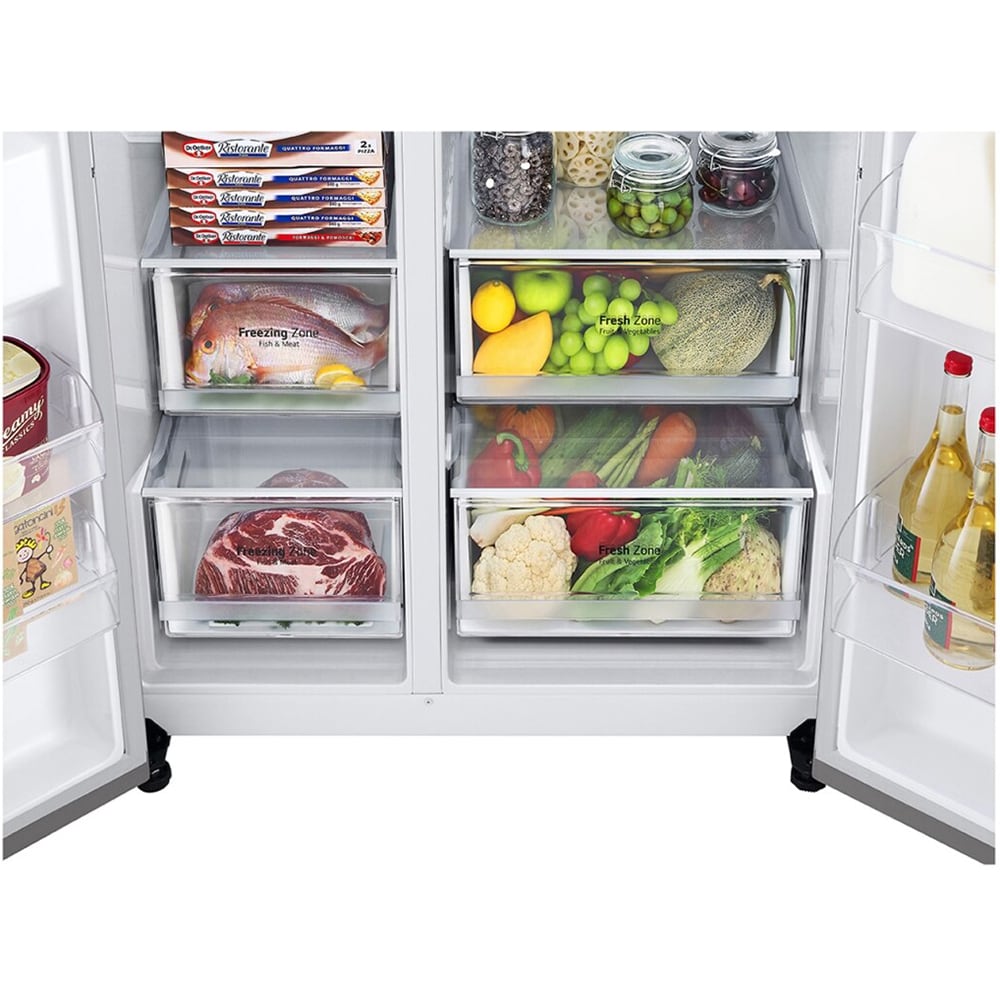 Side by Side LG GSBV70PZTE, No Frost, 655 l, H 179 cm, Clasa E, argintiu