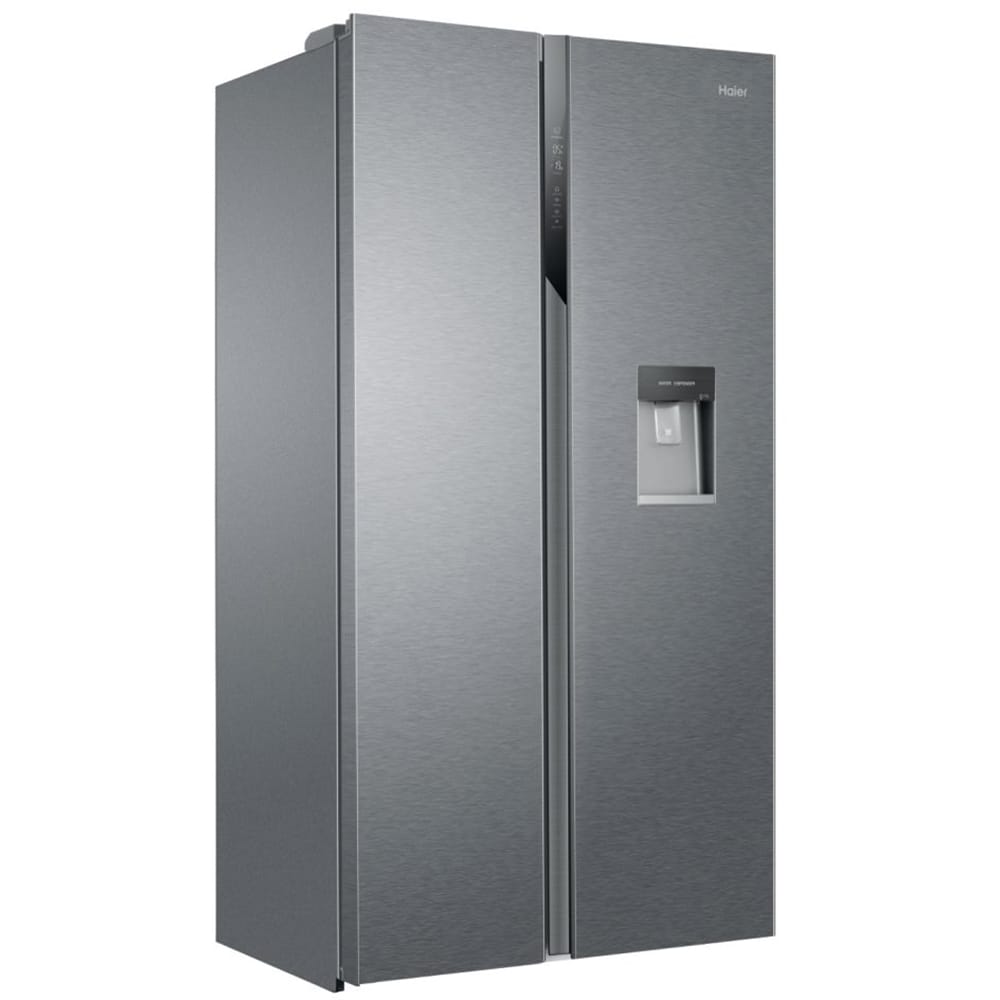Side by Side HAIER HSR3918EWPG, Total No Frost, 521 l, H 177 cm, Clasa E, Dozator apa, inox