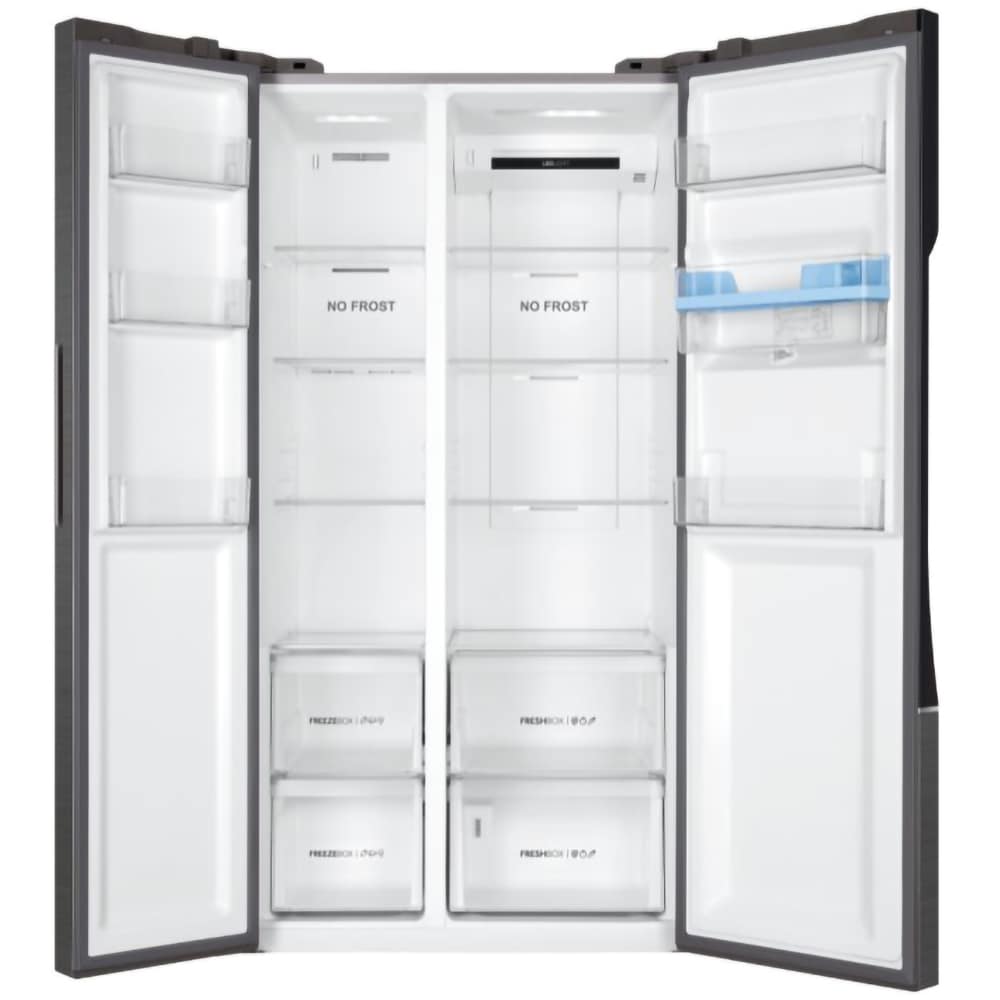 Side by Side HAIER HSR3918EWPG, Total No Frost, 521 l, H 177 cm, Clasa E, Dozator apa, inox