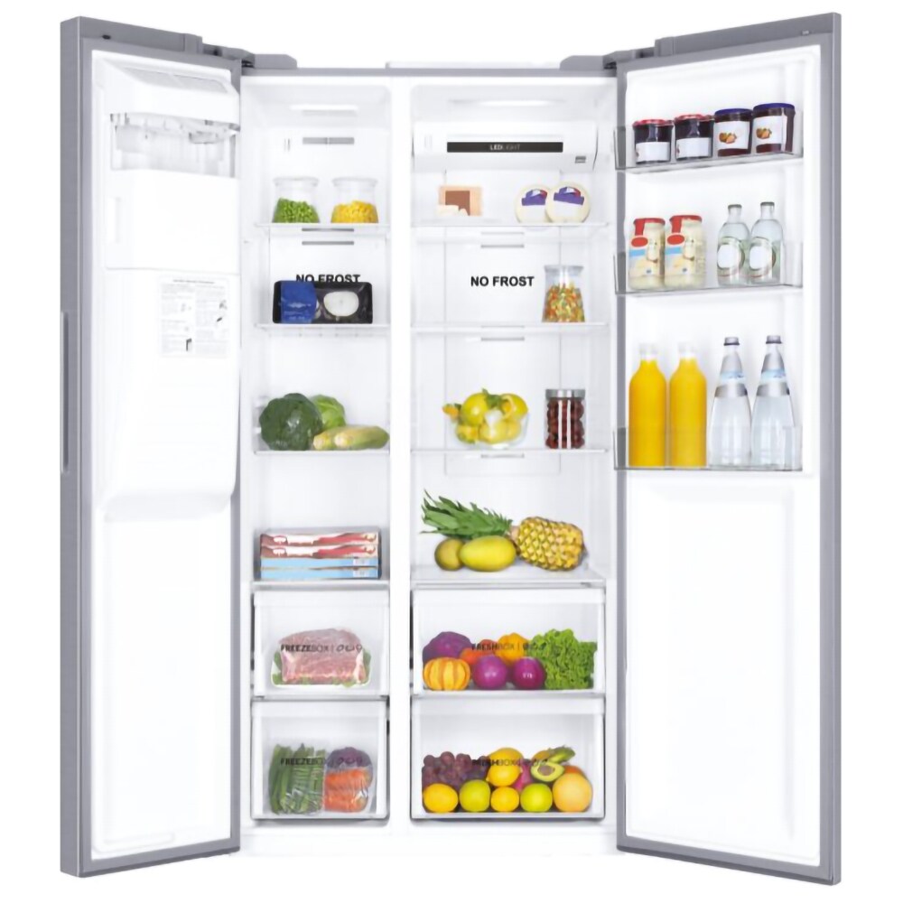 Side by Side HAIER HSR3918FIPG, No Frost, 515 l, H 177 cm, Clasa F, Dozator apa, argintiu