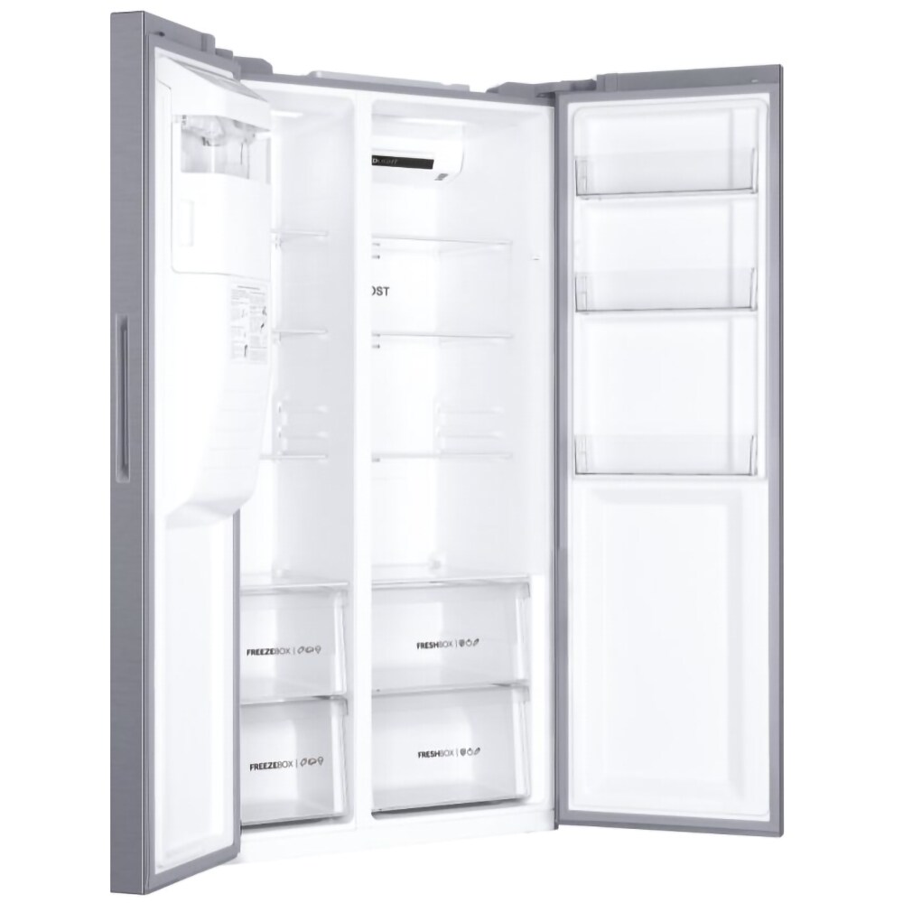 Side by Side HAIER HSR3918FIPG, No Frost, 515 l, H 177 cm, Clasa F, Dozator apa, argintiu