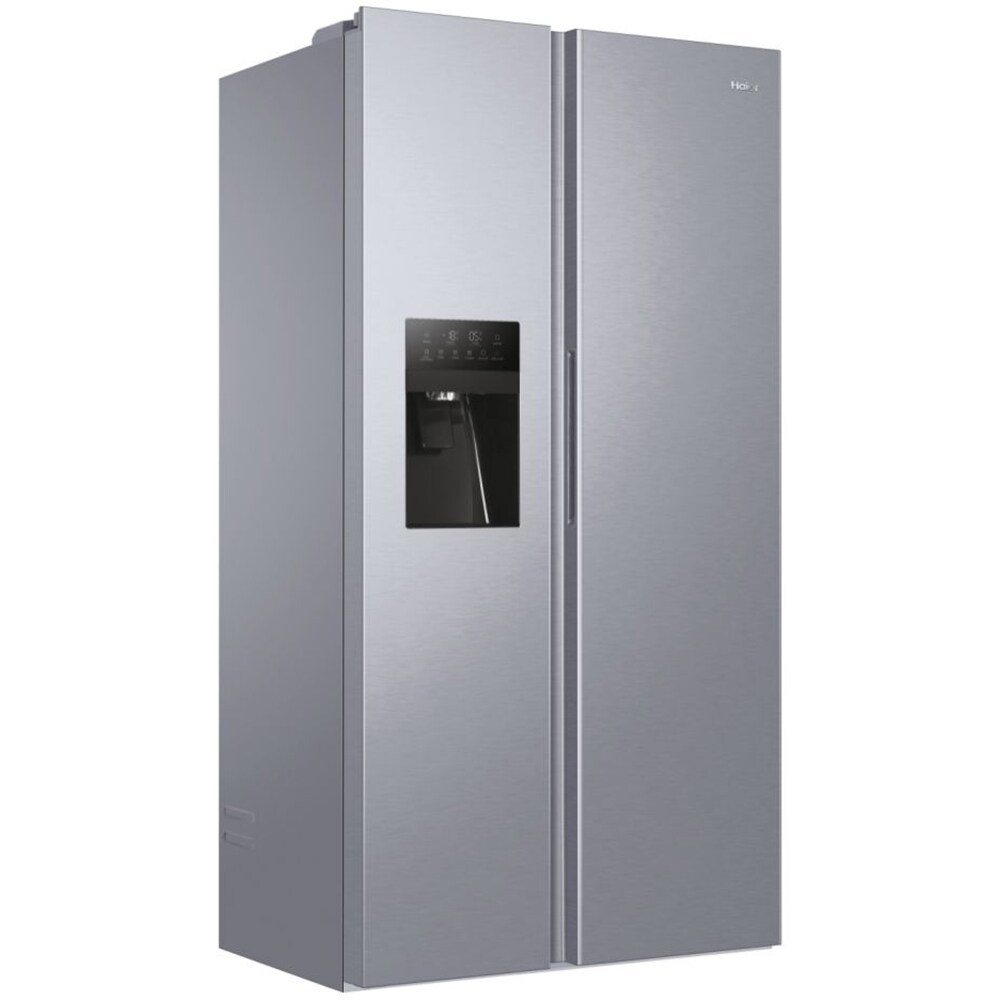 Side by Side HAIER HSR3918FIPG, No Frost, 515 l, H 177 cm, Clasa F, Dozator apa, argintiu