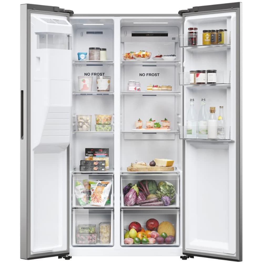 Side By Side HAIER HSR5918DIMP, No Frost, 511 l, H 177 cm, Clasa D, Dozator apa, inox