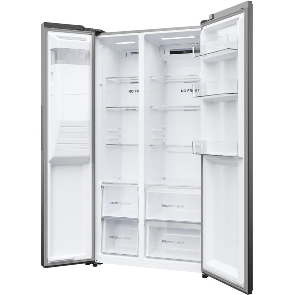 Side By Side HAIER HSR5918DIMP, No Frost, 511 l, H 177 cm, Clasa D, Dozator apa, inox