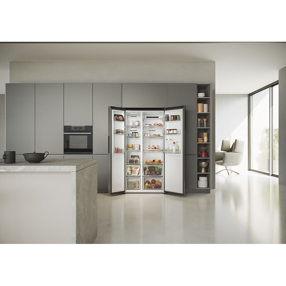 Side by Side HAIER HSR5918DNMP, Total No Frost, 528 l, H 178 cm, Clasa D, inox