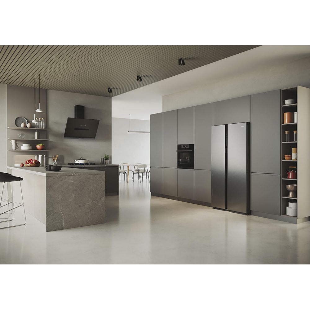 Side by Side HAIER HSR5918DNMP, Total No Frost, 528 l, H 178 cm, Clasa D, inox