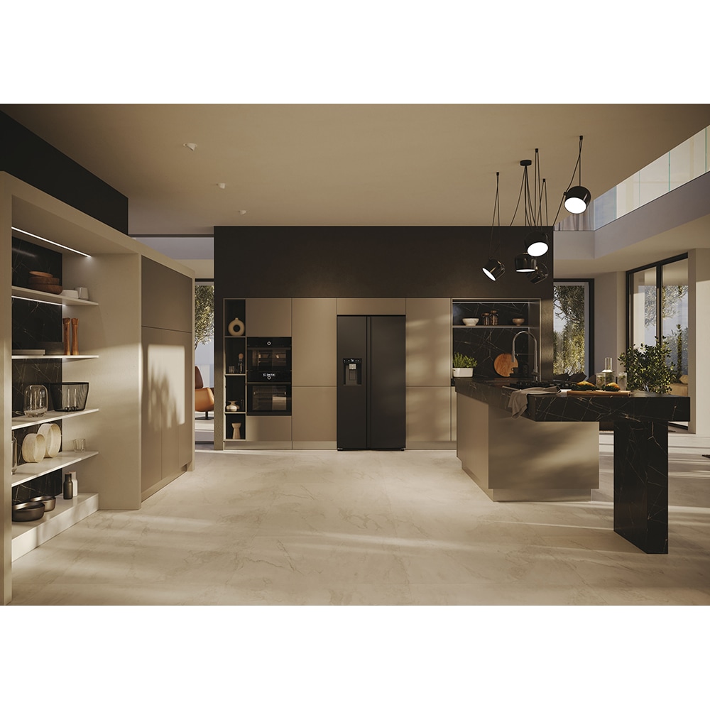 Side by Side HAIER HSW59F18EIPT, Total No Frost, 601 l, H 178 cm, Clasa E, Dozator apa, Wi-Fi, negru