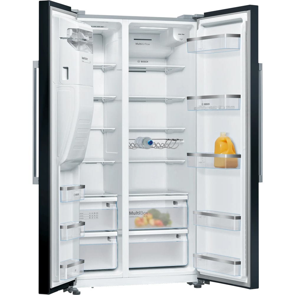 Side by Side BOSCH KAD93ABEP, No Frost, 562 l, H 179 cm, Clasa E, Dozator apa, negru