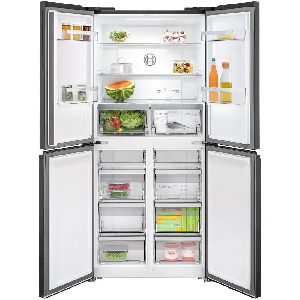 Side by Side BOSCH KMC85LEEA, No Frost, 547 l, H 189.5 cm, Clasa E, sticla gri
