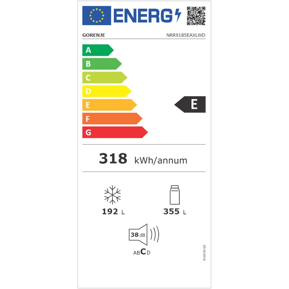 Side by Side GORENJE NRR9185EAXLWD, No Frost Plus, 547 l, H 178.6 cm, Clasa E, Dozator apa, inox