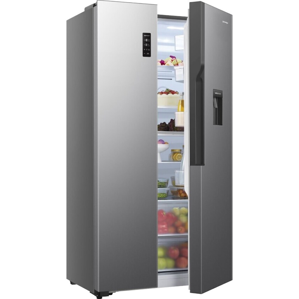 Side by Side GORENJE NS9FSWD, No Frost Plus, 519 l, H 178.6 cm, Clasa F, argintiu