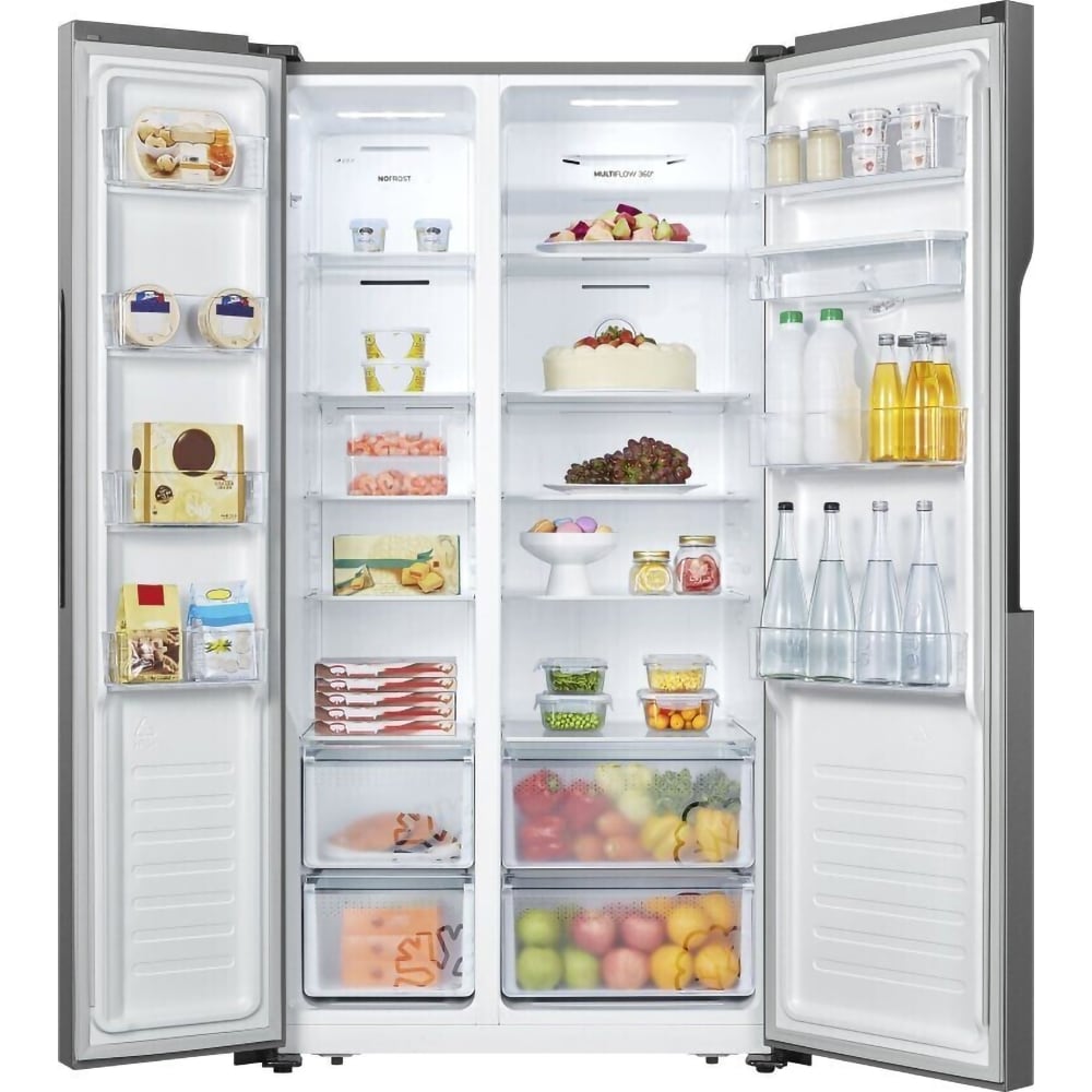 Side by Side GORENJE NS9FSWD, No Frost Plus, 519 l, H 178.6 cm, Clasa F, argintiu
