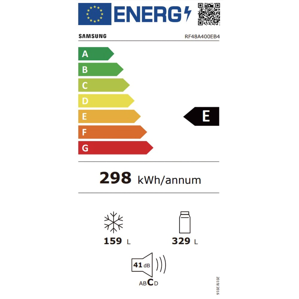 Side by Side SAMSUNG RF48A400EB4/EO, No Frost, 488 l, H 179 cm, Clasa E, negru