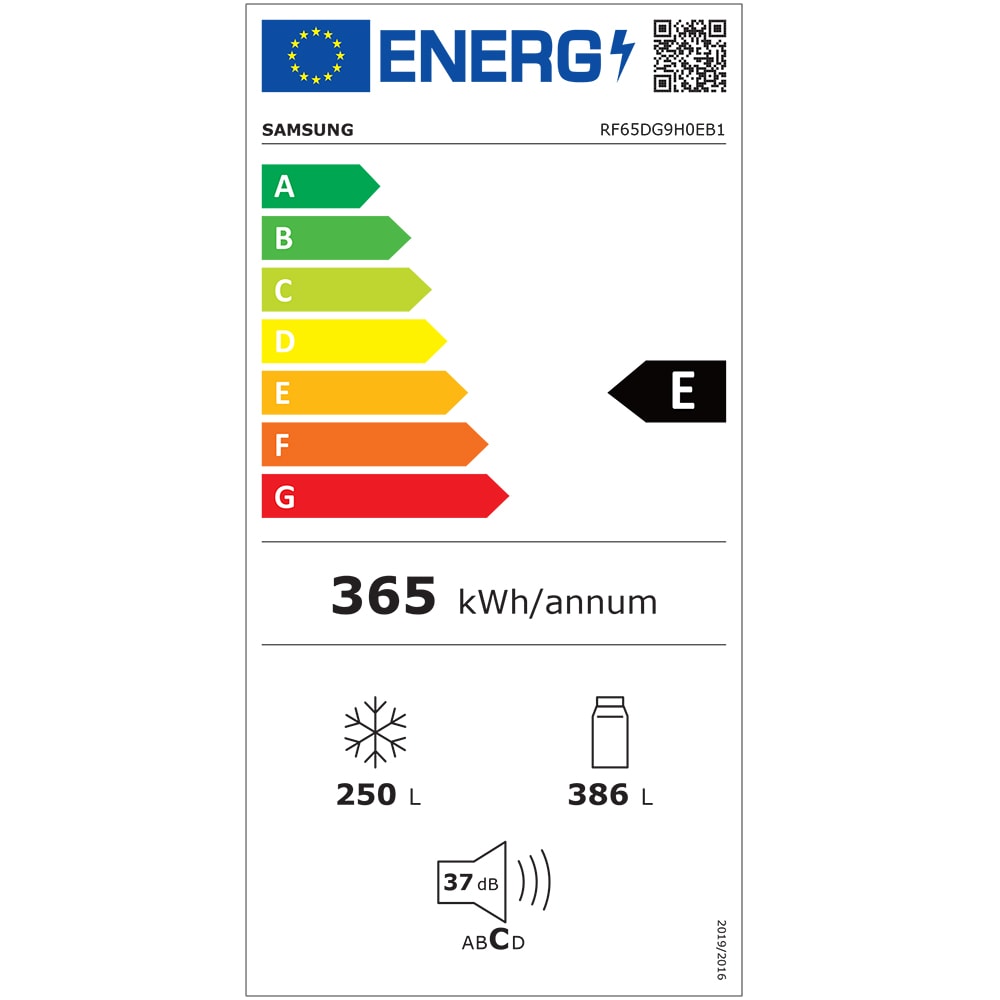 Side by Side SAMSUNG Family Hub RF65DG9H0EB1EO, No Frost, 636 l, H 183 cm, Clasa E, Wi-Fi, Dozator apa, dark inox