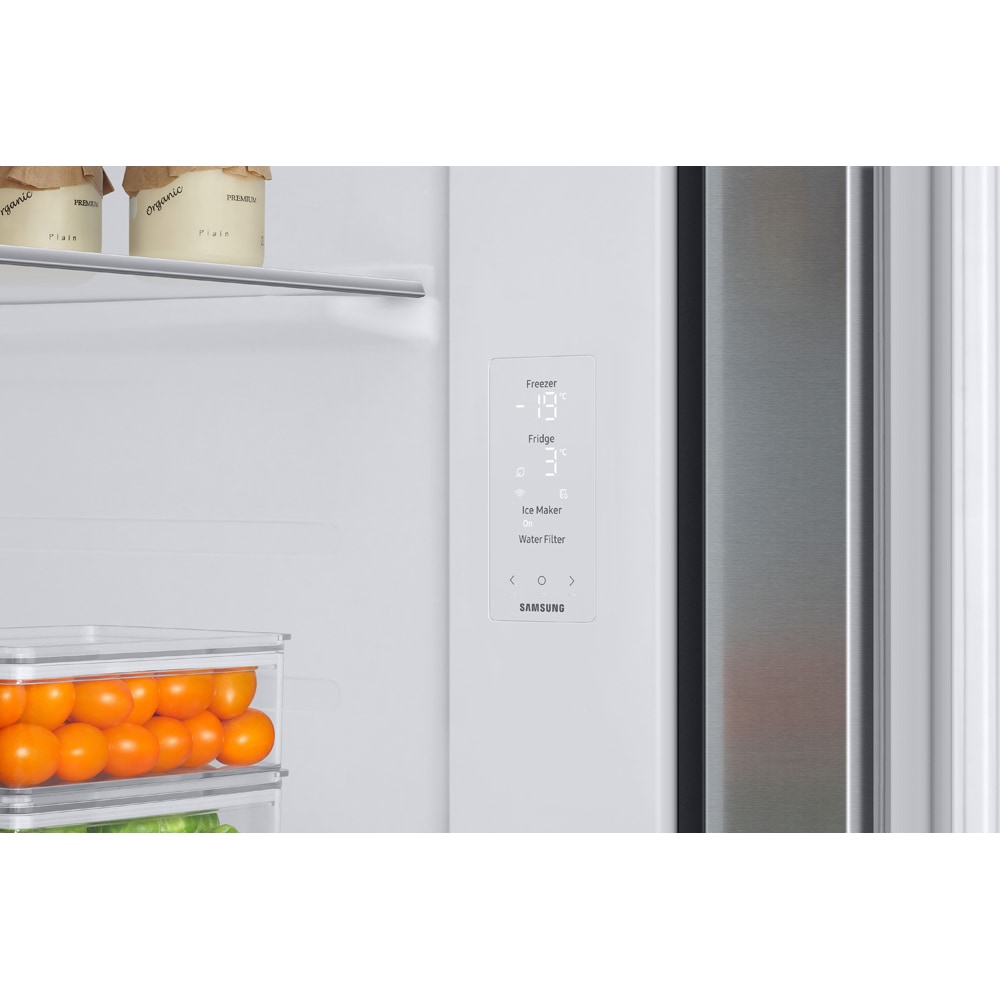 Side by Side SAMSUNG RH68DG883DB1EF, No Frost, 627 l, H 178 cm, Clasa D, Wi-Fi, Dozator apa, dark inox