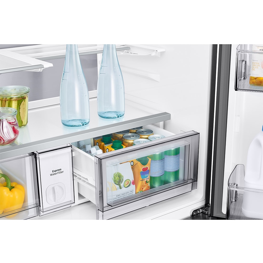 Side by Side SAMSUNG RM90F67CECEO, No Frost, AI Home 9'', 654 l, H 185.3 cm, Clasa E, Dozator apa, sticla neagra