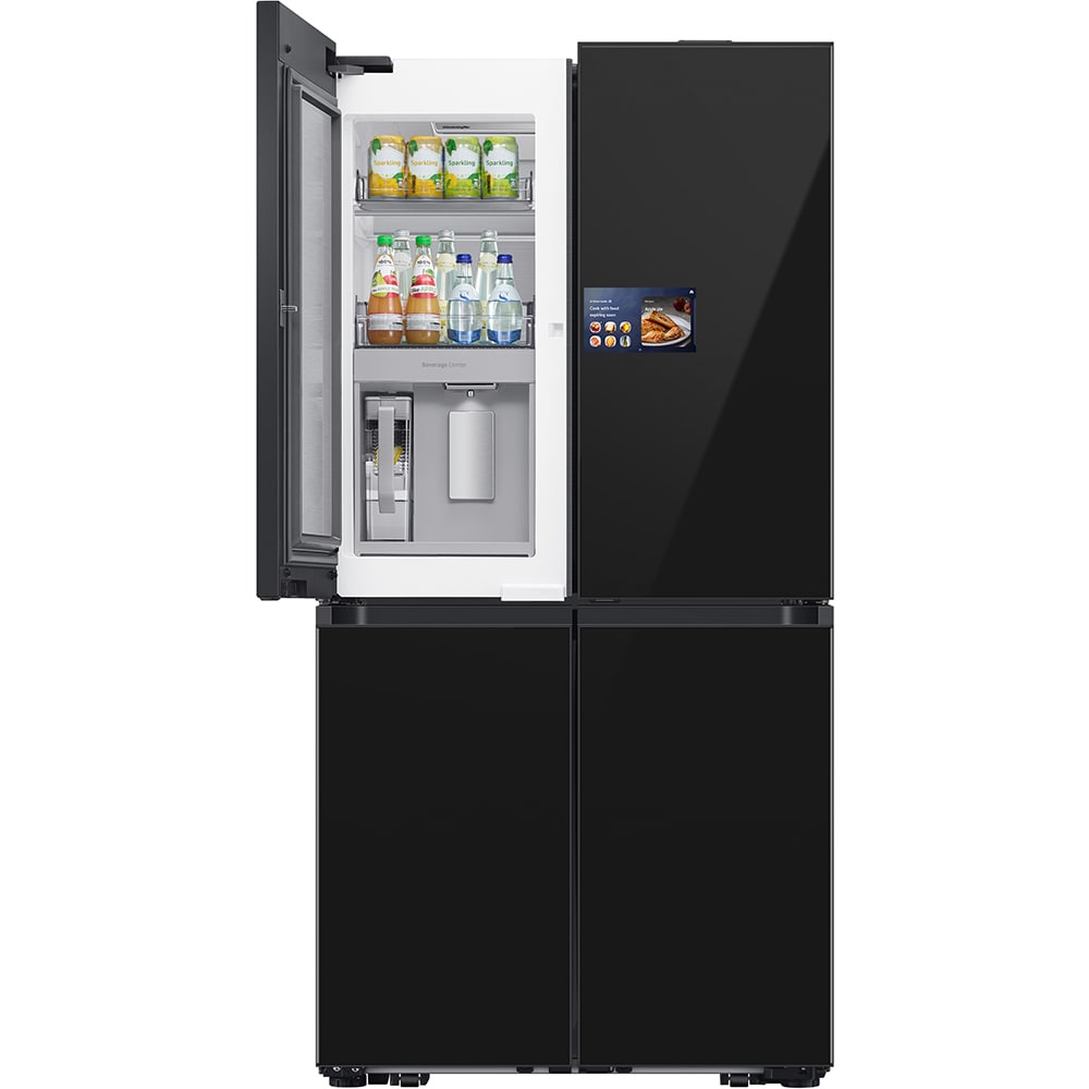 Side by Side SAMSUNG RM90F67CECEO, No Frost, AI Home 9'', 654 l, H 185.3 cm, Clasa E, Dozator apa, sticla neagra