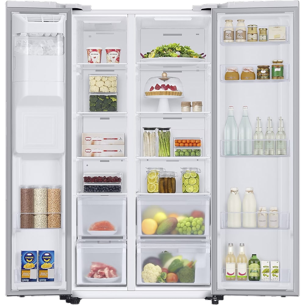 Side by Side SAMSUNG RS67A8810WW/EF, No Frost, 634 l, H 178 cm, Clasa F, dozator apa, Twin Cooling Plus, alb