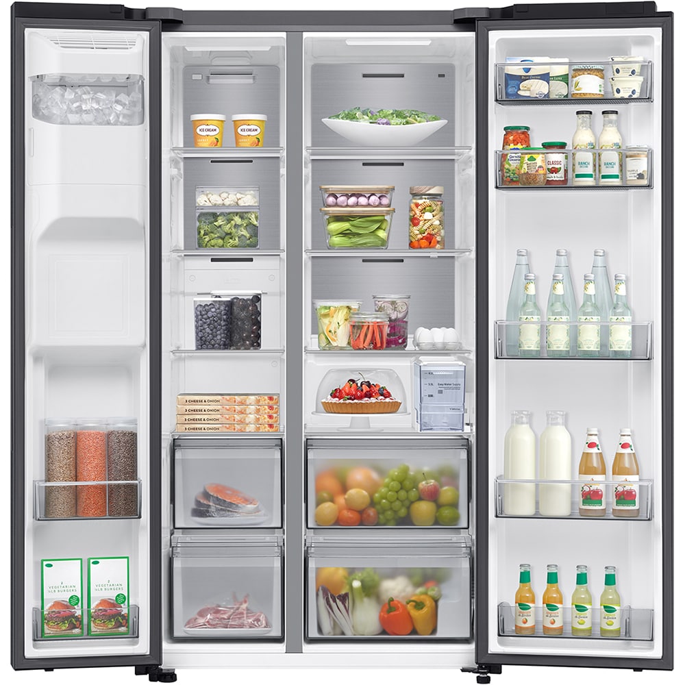 Side by Side SAMSUNG RS70F65KEFEO, No Frost, AI Energy, 640 l, H 178.4 cm, Clasa E, Dozator apa, dark inox
