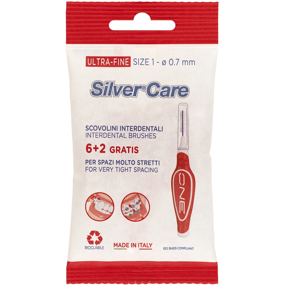 Set 8 periute de dinti SILVER CARE 0.7 mm, rosu