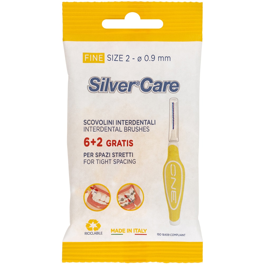 Set 8 periute de dinti SILVER CARE 0.8 mm, galben