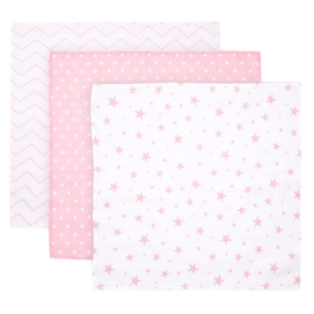 Set 3 scutece muselina LORELLI 10340101901, 80x80 cm, roz-alb