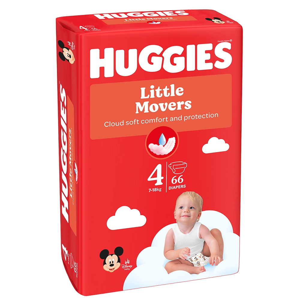Scutece HUGGIES Little Movers Mega nr 4, Unisex, 8-14 kg, 66 buc