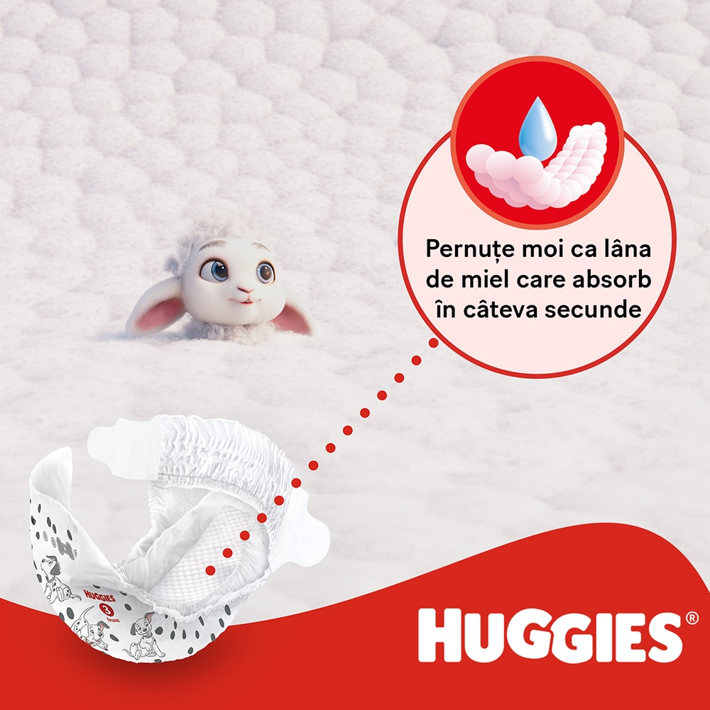 Scutece HUGGIES Little Movers Mega nr 5, Unisex, 12-22 kg, 58 buc