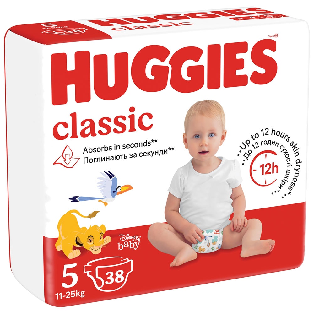 Scutece HUGGIES Classic Jumbo nr 5, Unisex, 11-25 kg, 38 buc