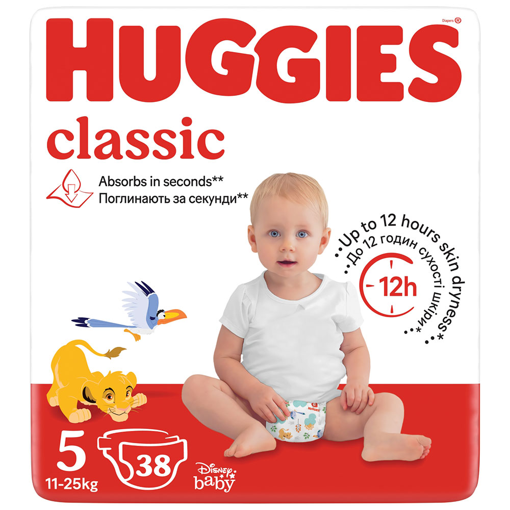 Scutece HUGGIES Classic Jumbo nr 5, Unisex, 11-25 kg, 38 buc