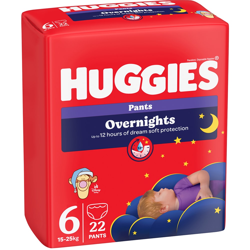 Scutece chilotel HUGGIES Overnight Pants nr 6 Unisex, 15-25 kg, 22 buc