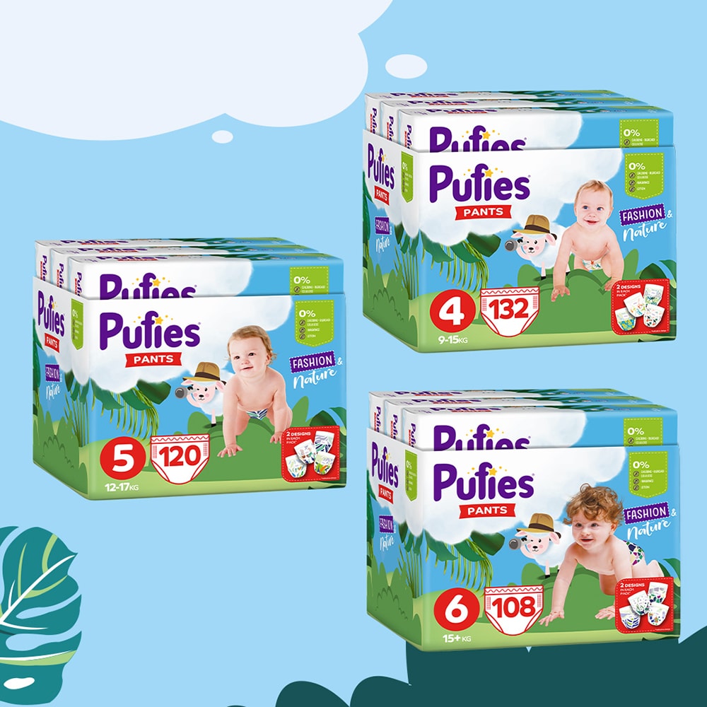Scutece chilotel PUFIES Fashion&Nature Maxi nr 4, Unisex, 9-15 kg, 176 buc