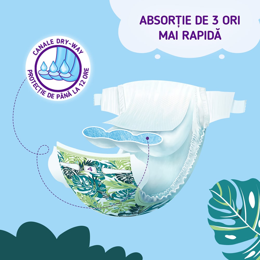 Scutece PUFIES Fashion&Nature Maxi nr 4, Unisex, 9-14 kg, 216 buc