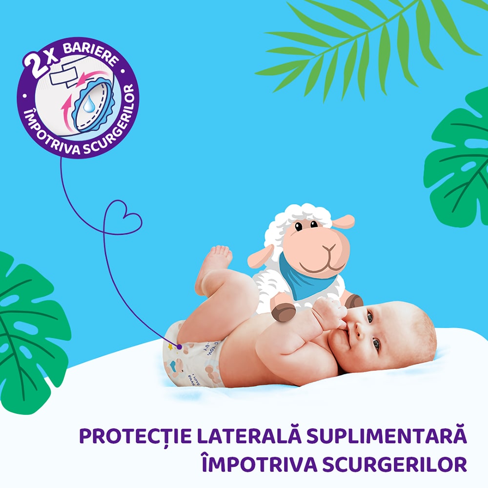 Scutece PUFIES Sensitive Newborn nr 1, Unisex, 2-5 kg, 129 buc