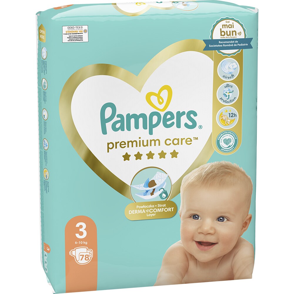 Scutece PAMPERS Premium Care Jumbo Pack nr 3, Unisex, 6-10 kg, 78 buc