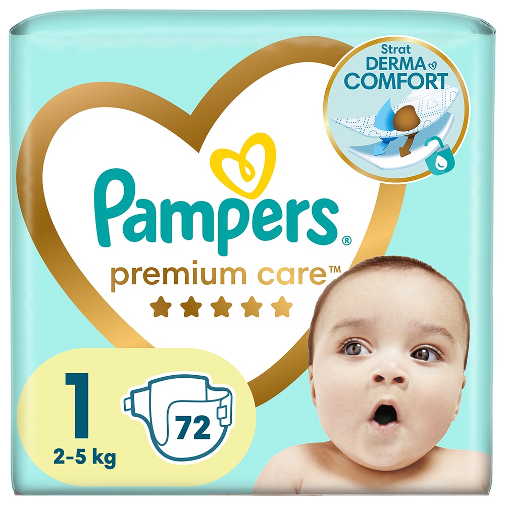 Scutece PAMPERS Premium Care Value Pack nr 1, Unisex, 2-5 kg, 72 buc