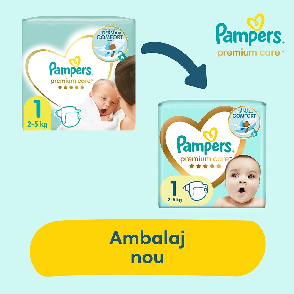 Scutece PAMPERS Premium Care Value Pack nr 1, Unisex, 2-5 kg, 72 buc
