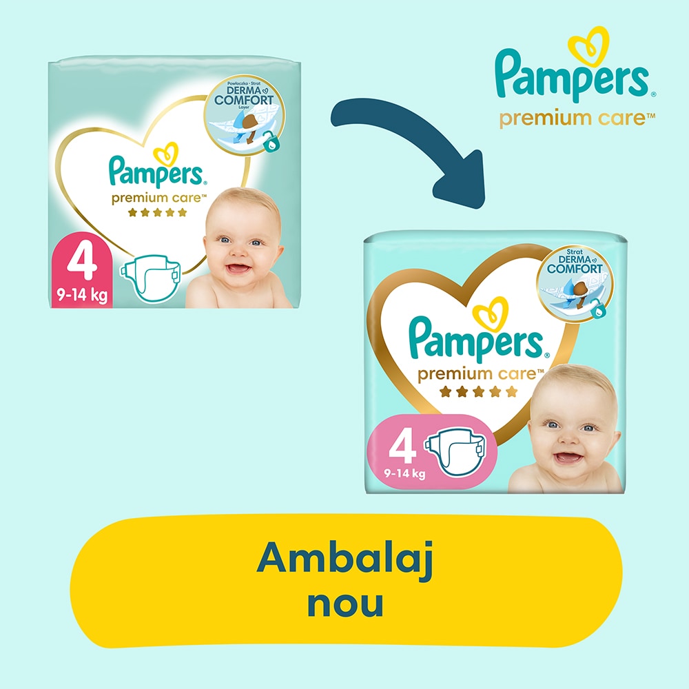 Scutece PAMPERS Premium Care Mega Box nr 4, Unisex, 9-14 kg, 104 buc