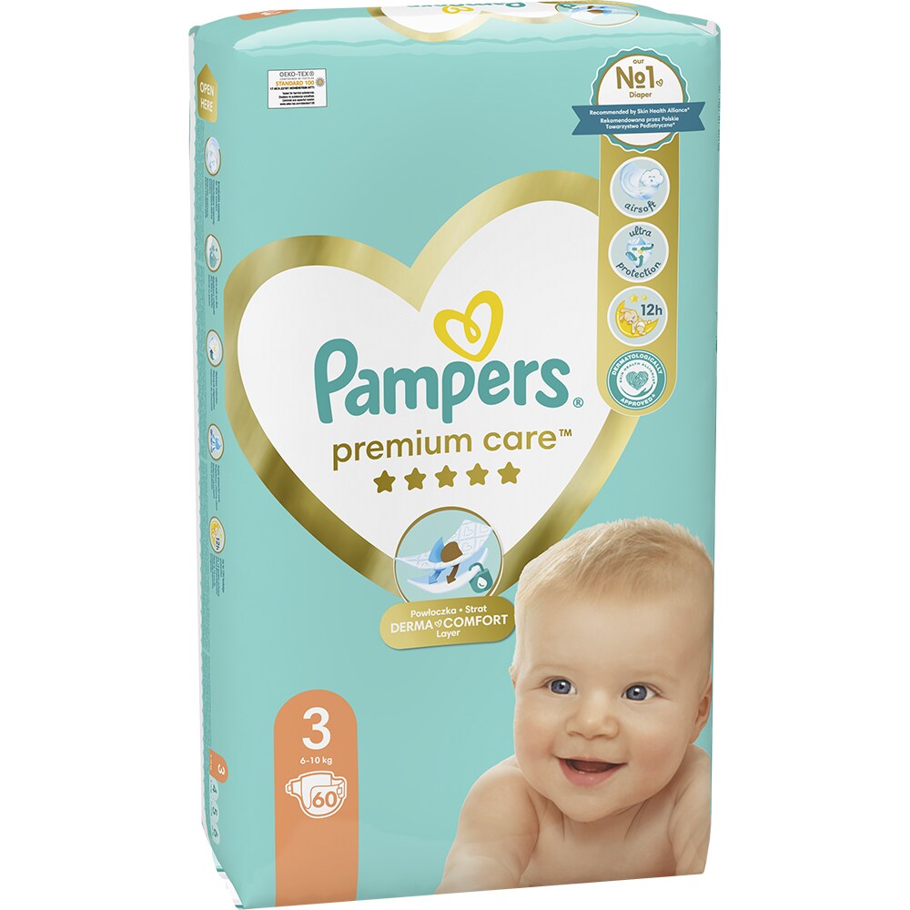Scutece PAMPERS Premium Care Value Pack nr 3, Unisex, 5-9 kg, 60 buc