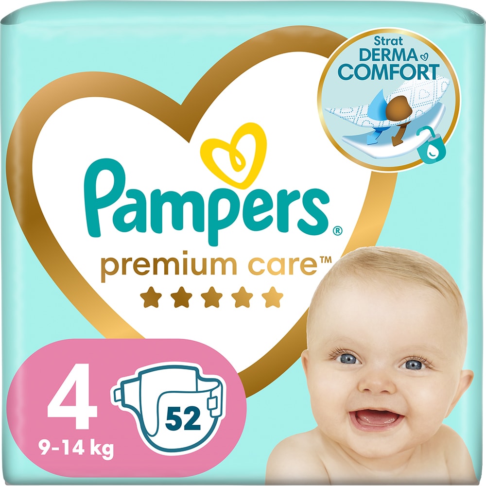Scutece PAMPERS Premium Care Value Pack nr 4, Unisex, 9-14 kg, 52 buc