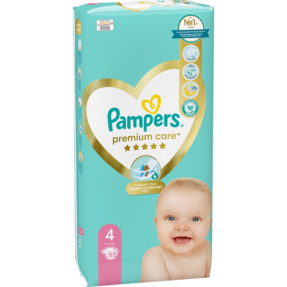 Scutece PAMPERS Premium Care Value Pack nr 4, Unisex, 9-14 kg, 52 buc